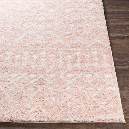 SAANJH Shaggy Global Plush Pile Blush Area Rug Front