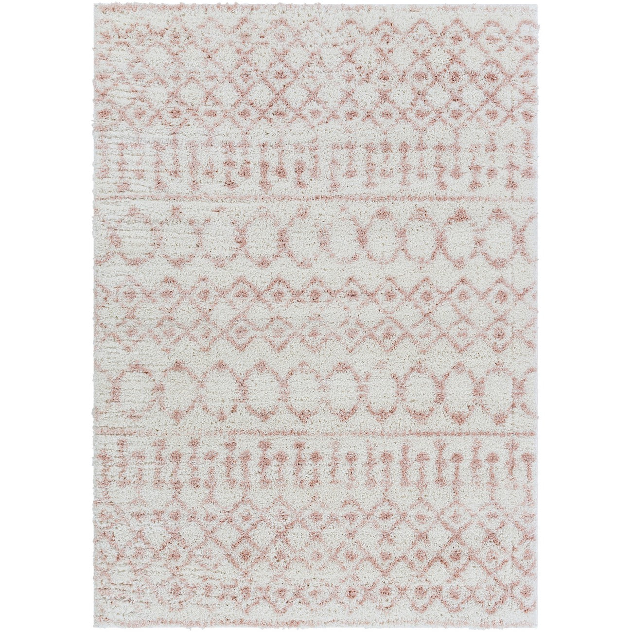 SAANJH Shaggy Global Plush Pile Pale Pink Area Rug Flat