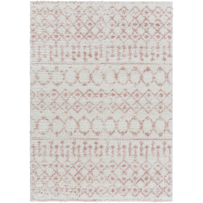 SAANJH Shaggy Global Plush Pile Pale Pink Area Rug Flat