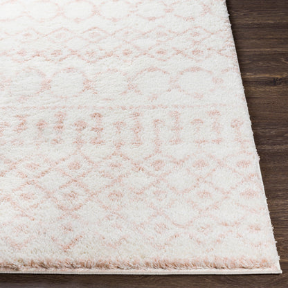 SAANJH Shaggy Global Plush Pile Pale Pink Area Rug Front
