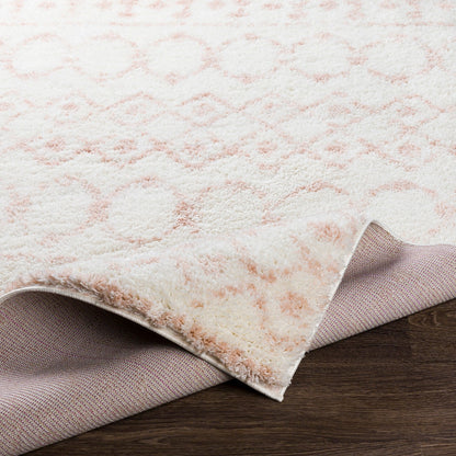 SAANJH Shaggy Global Plush Pile Pale Pink Area Rug Fold