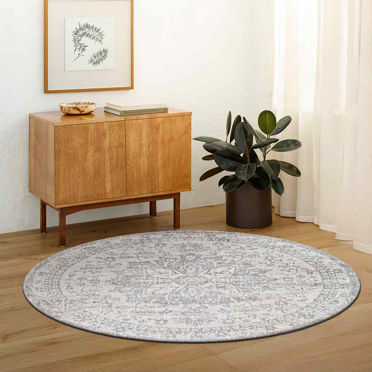 SAGE Vintage Traditional Oriental Boho Medium Grey Area Rug Roomscene
