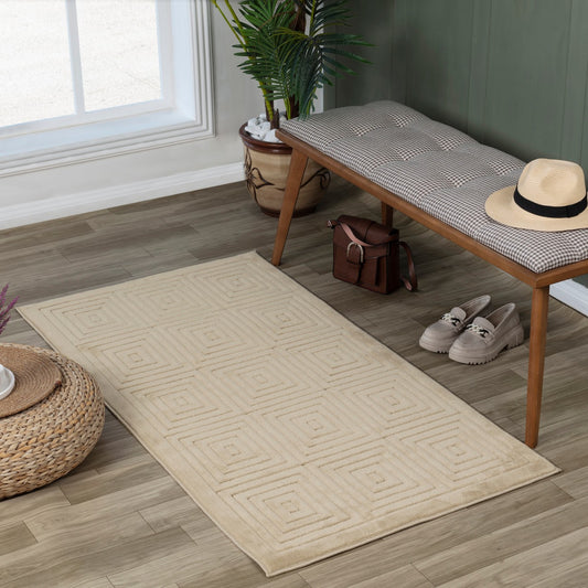 SAKURA Indoor & Outdoor Scandi Modern Beige Area Rug Roomscene