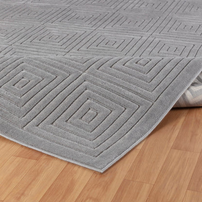 SAKURA Indoor & Outdoor Scandi Modern Grey Area Rug Fold