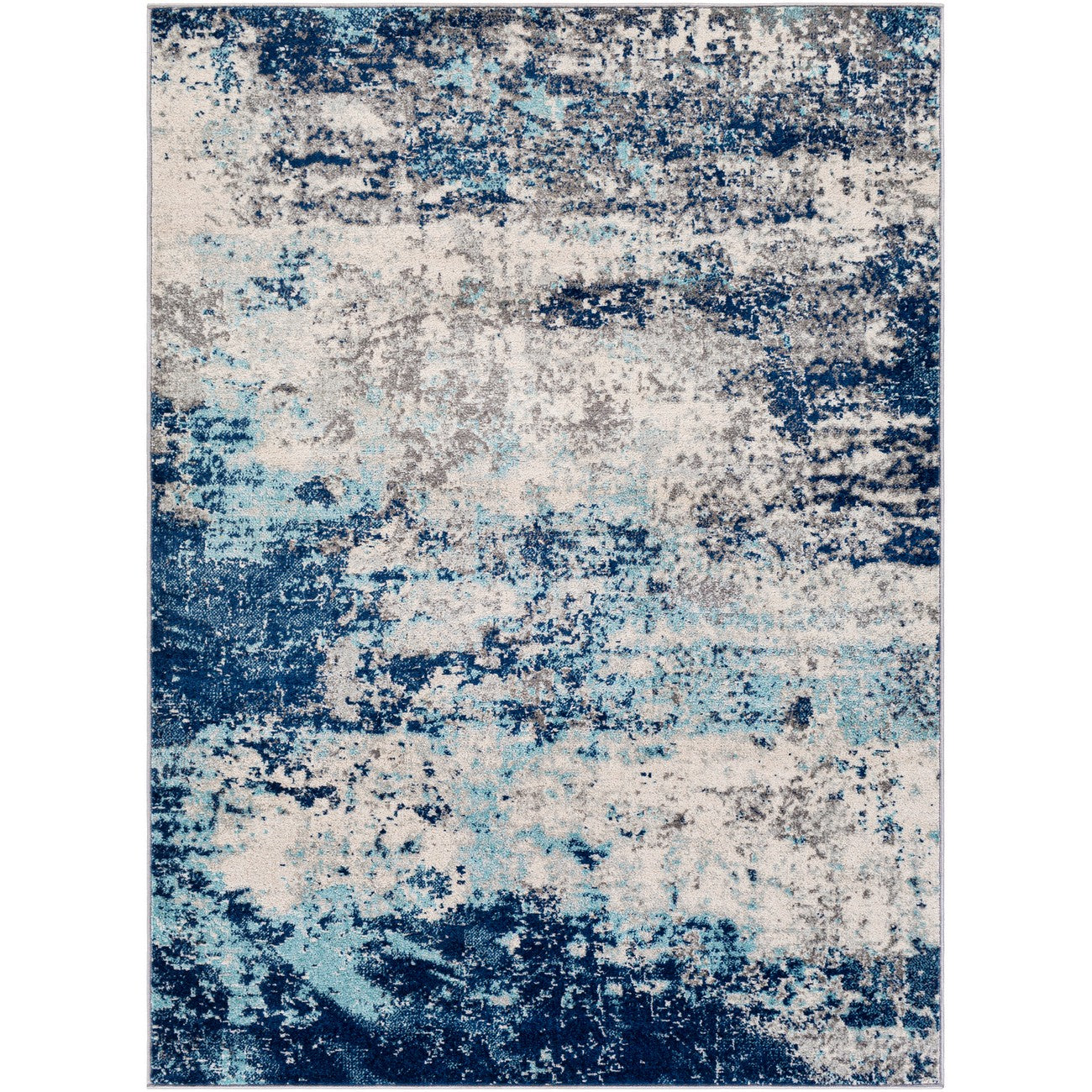 SANYA Abstract Modern Marble Dark Blue Area Rug Flat
