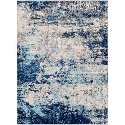 SANYA Abstract Modern Marble Dark Blue Area Rug Flat