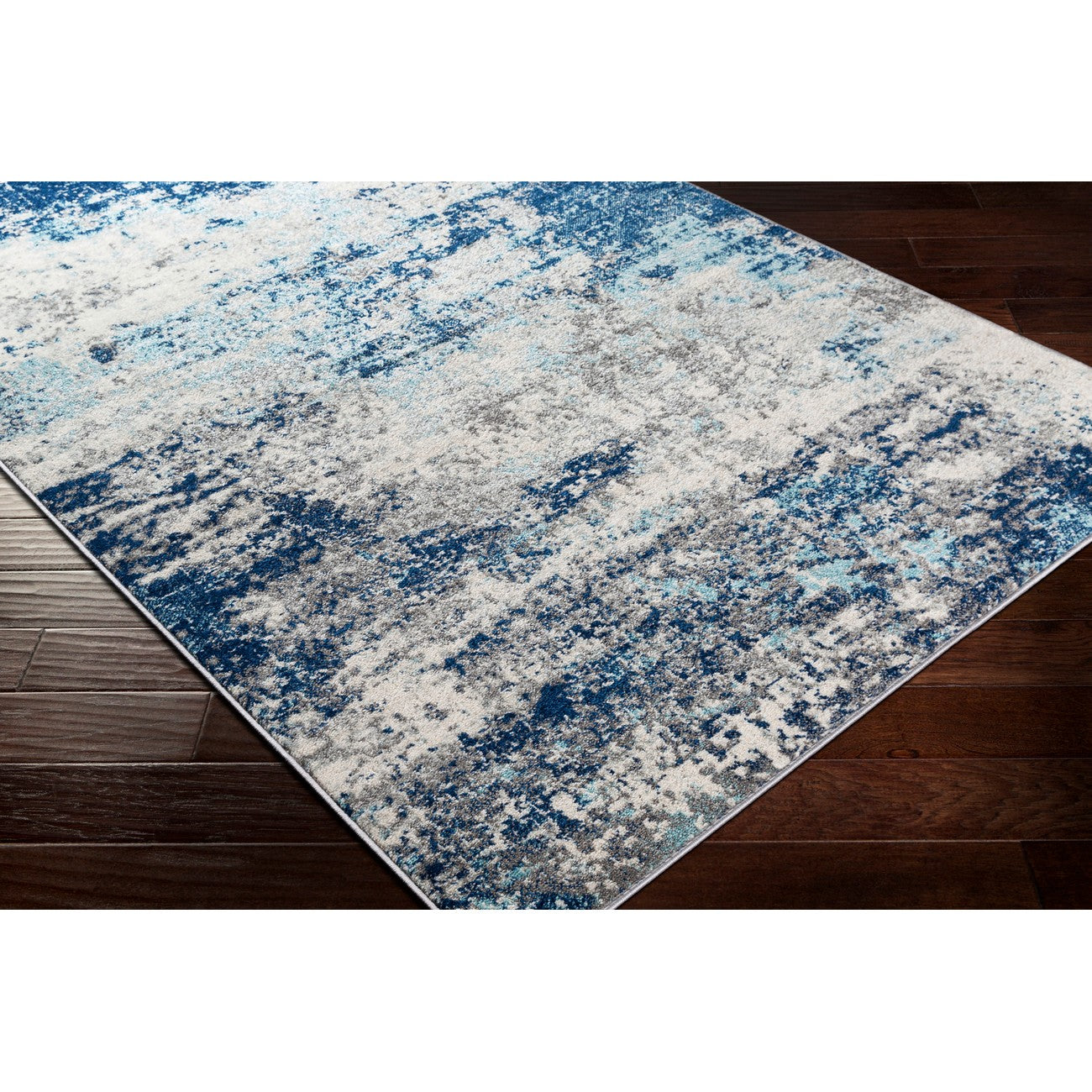 SANYA Abstract Modern Marble Dark Blue Area Rug Corner