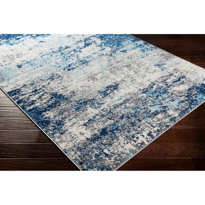 SANYA Abstract Modern Marble Dark Blue Area Rug Corner