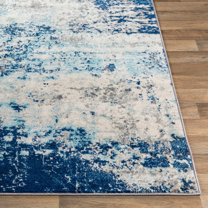 SANYA Abstract Modern Marble Dark Blue Area Rug Front