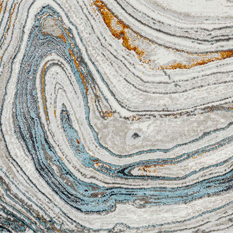 Makayla Abstract Modern Marble Sky Blue/Beige Rug - Image 7