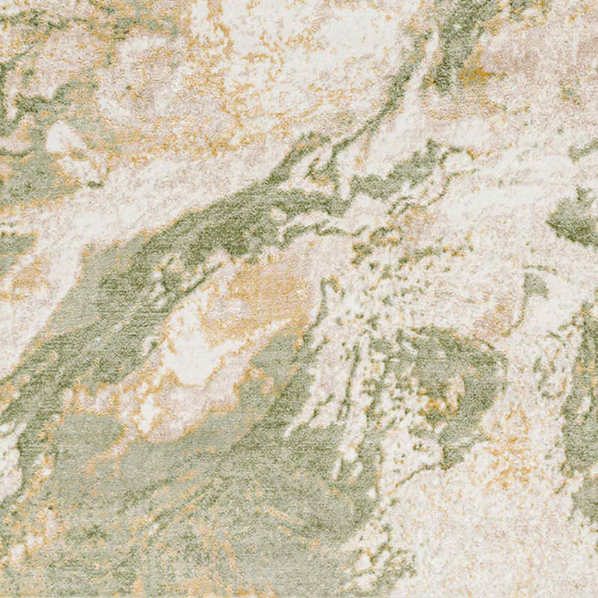 Octavia Abstract Modern Marble Moss Green Rug