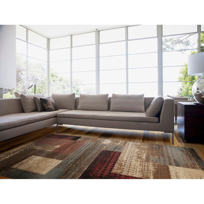 SHAMA Scandi Modern White/Brick Area Rug Roomscene