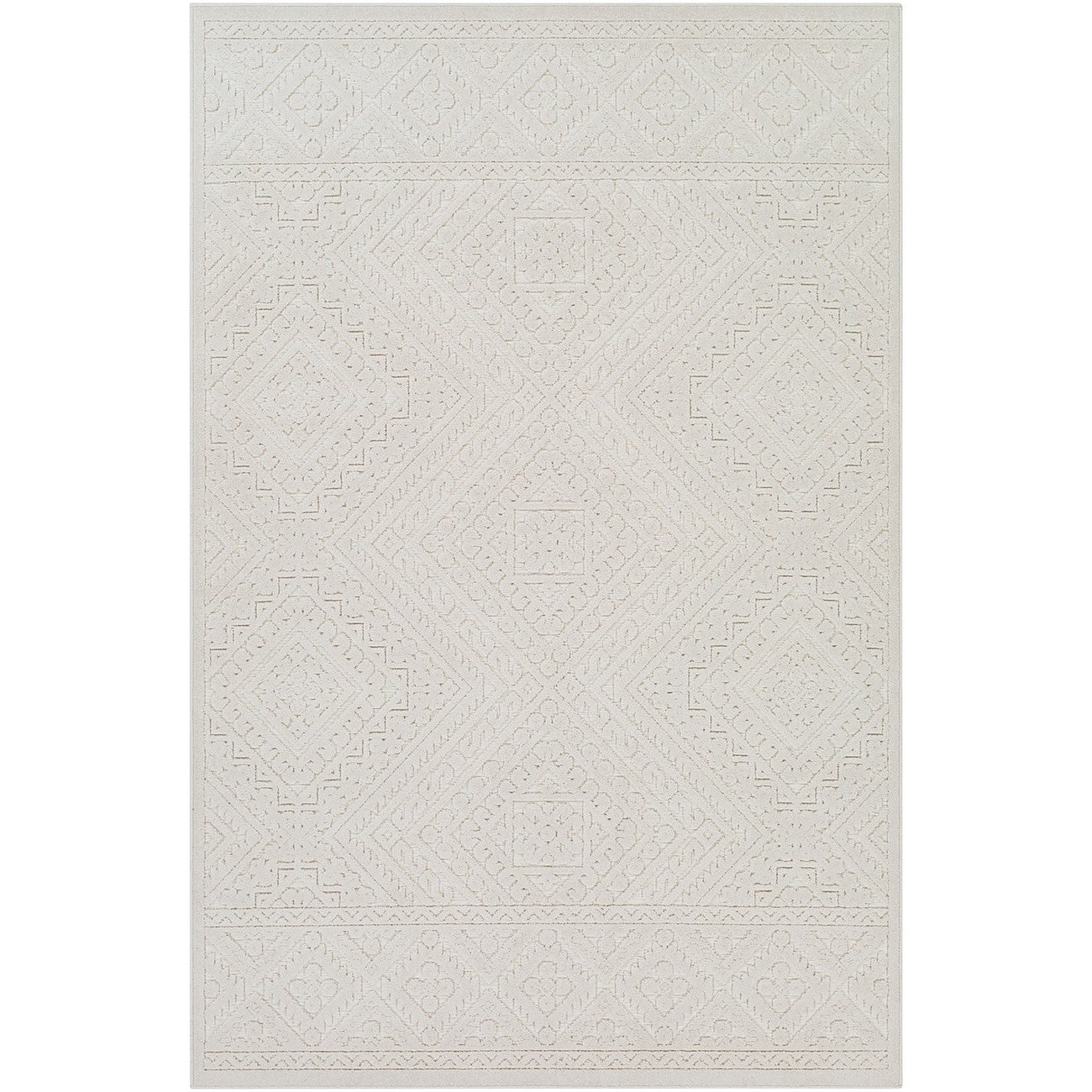 SHEELA Indoor & Outdoor Global Cream Area Rug Flat