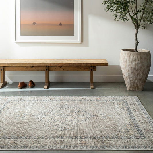 SIMRAN Becki Owens x Livabliss Vintage Traditional Oriental Boho Brown/Cream Area Rug Roomscene