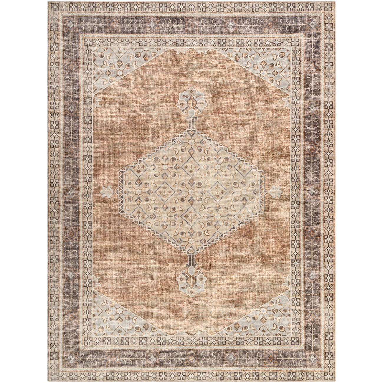 SIMRAN Becki Owens x Livabliss Vintage Traditional Oriental Boho Cinnamon Area Rug Flat