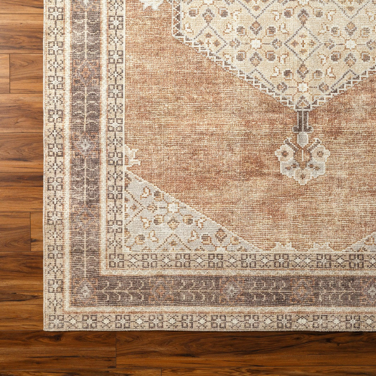 SIMRAN Becki Owens x Livabliss Vintage Traditional Oriental Boho Cinnamon Area Rug Overhead