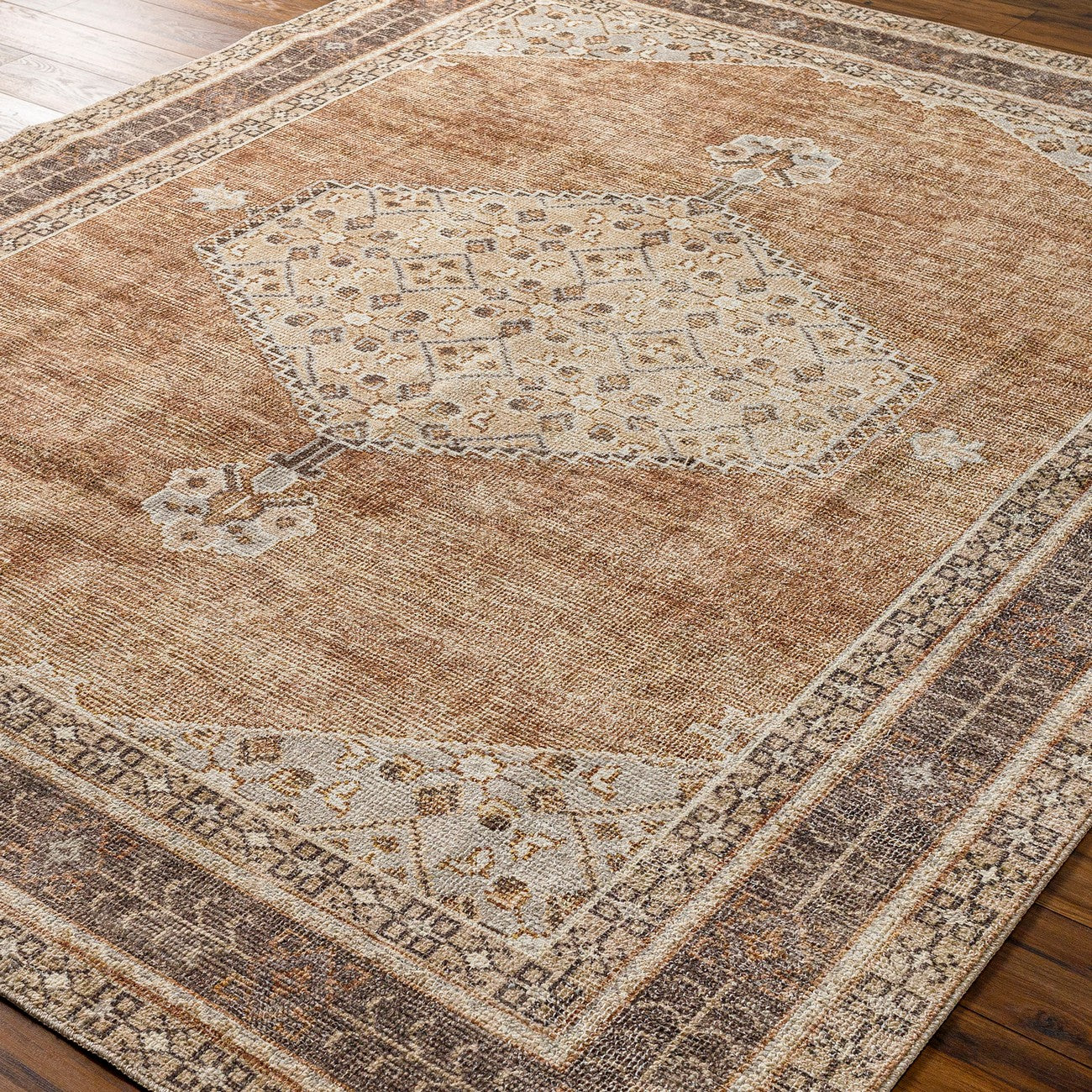 SIMRAN Becki Owens x Livabliss Vintage Traditional Oriental Boho Cinnamon Area Rug Corner