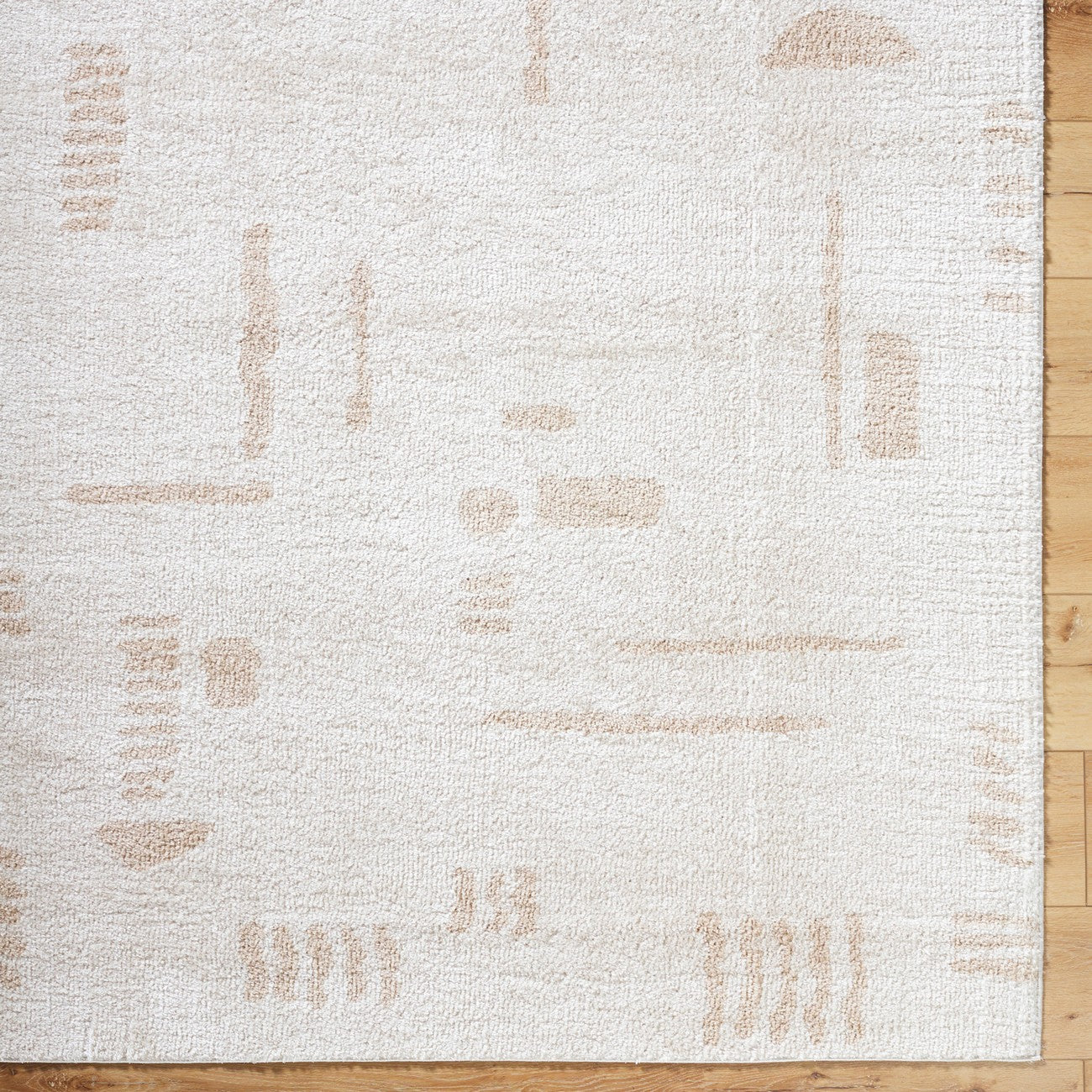 SOLINE Machine Washable Modern Shaggy Beige Area Rug Overhead