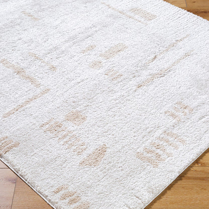 SOLINE Machine Washable Modern Shaggy Beige Area Rug Corner