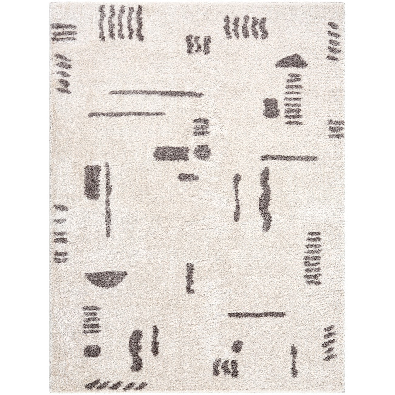SOLINE Machine Washable Modern Shaggy Charcoal Area Rug Flat