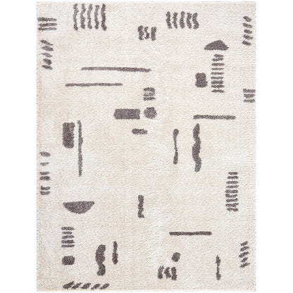 SOLINE Machine Washable Modern Shaggy Charcoal Area Rug Flat