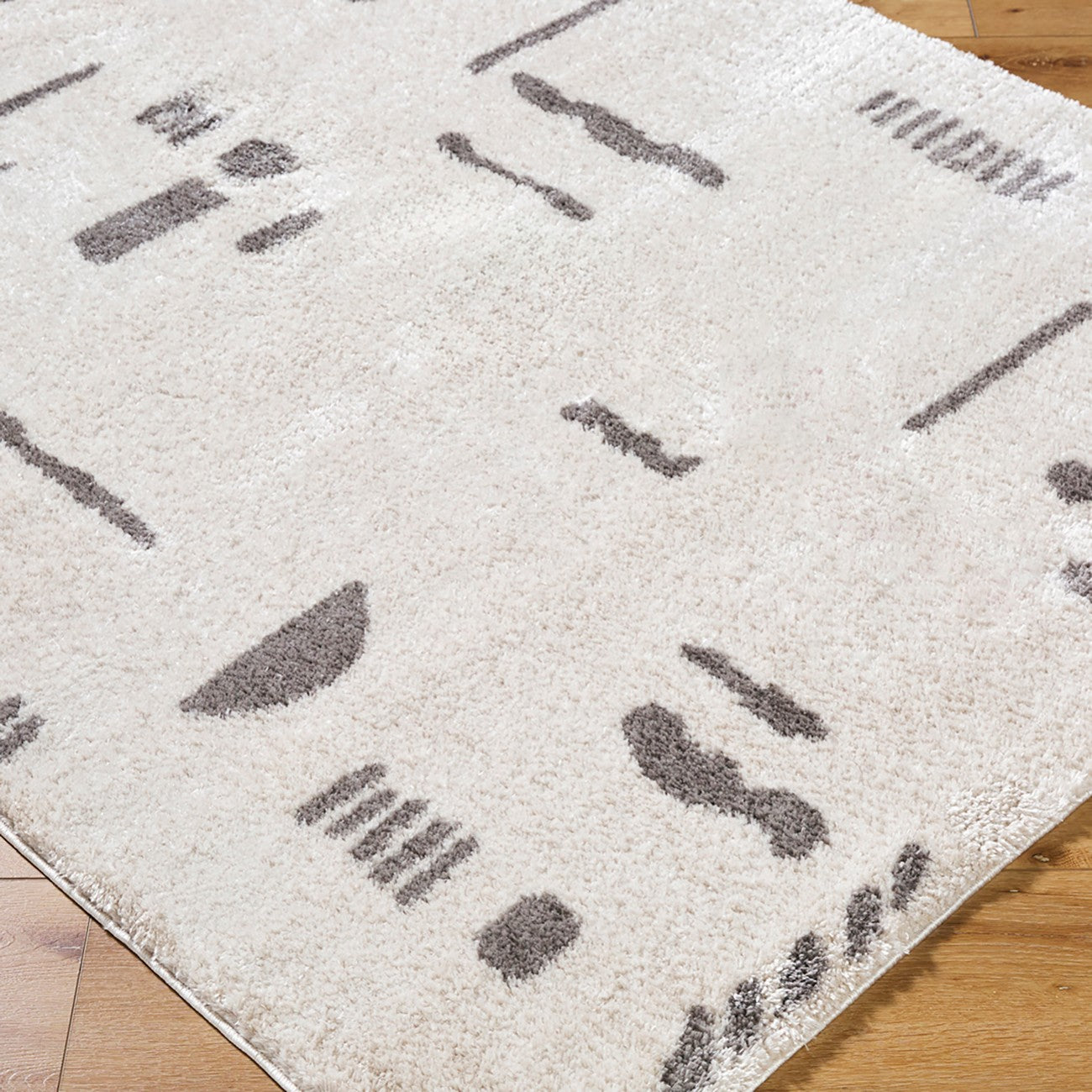 SOLINE Machine Washable Modern Shaggy Charcoal Area Rug Corner