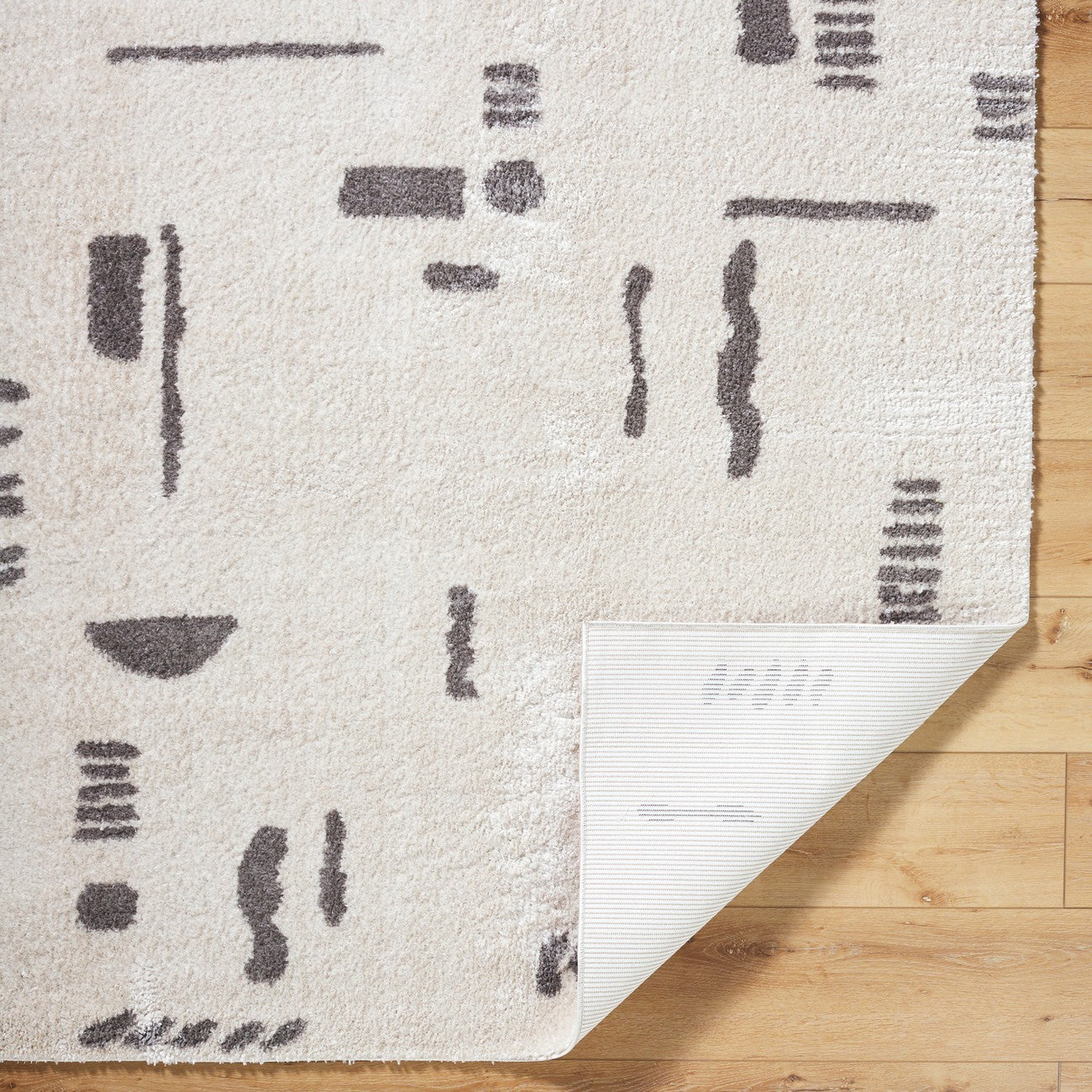 SOLINE Machine Washable Modern Shaggy Charcoal Area Rug Fold