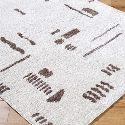 SOLINE Machine Washable Modern Shaggy Dark Brown Area Rug Corner