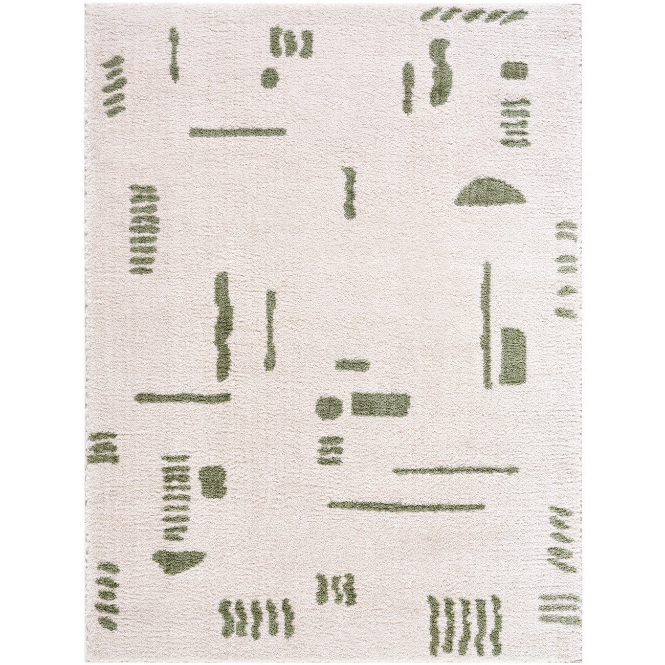 SOLINE Machine Washable Modern Shaggy Grass Green Area Rug Flat