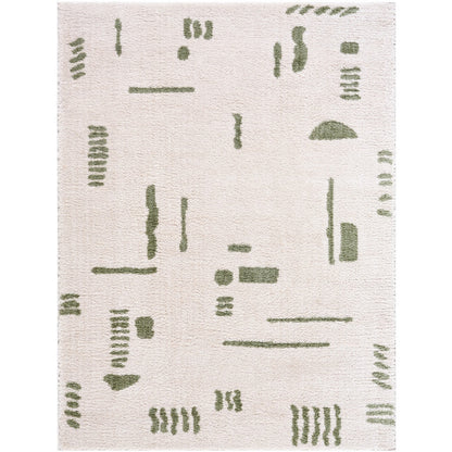 SOLINE Machine Washable Modern Shaggy Grass Green Area Rug Flat