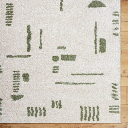 SOLINE Machine Washable Modern Shaggy Grass Green Area Rug Overhead