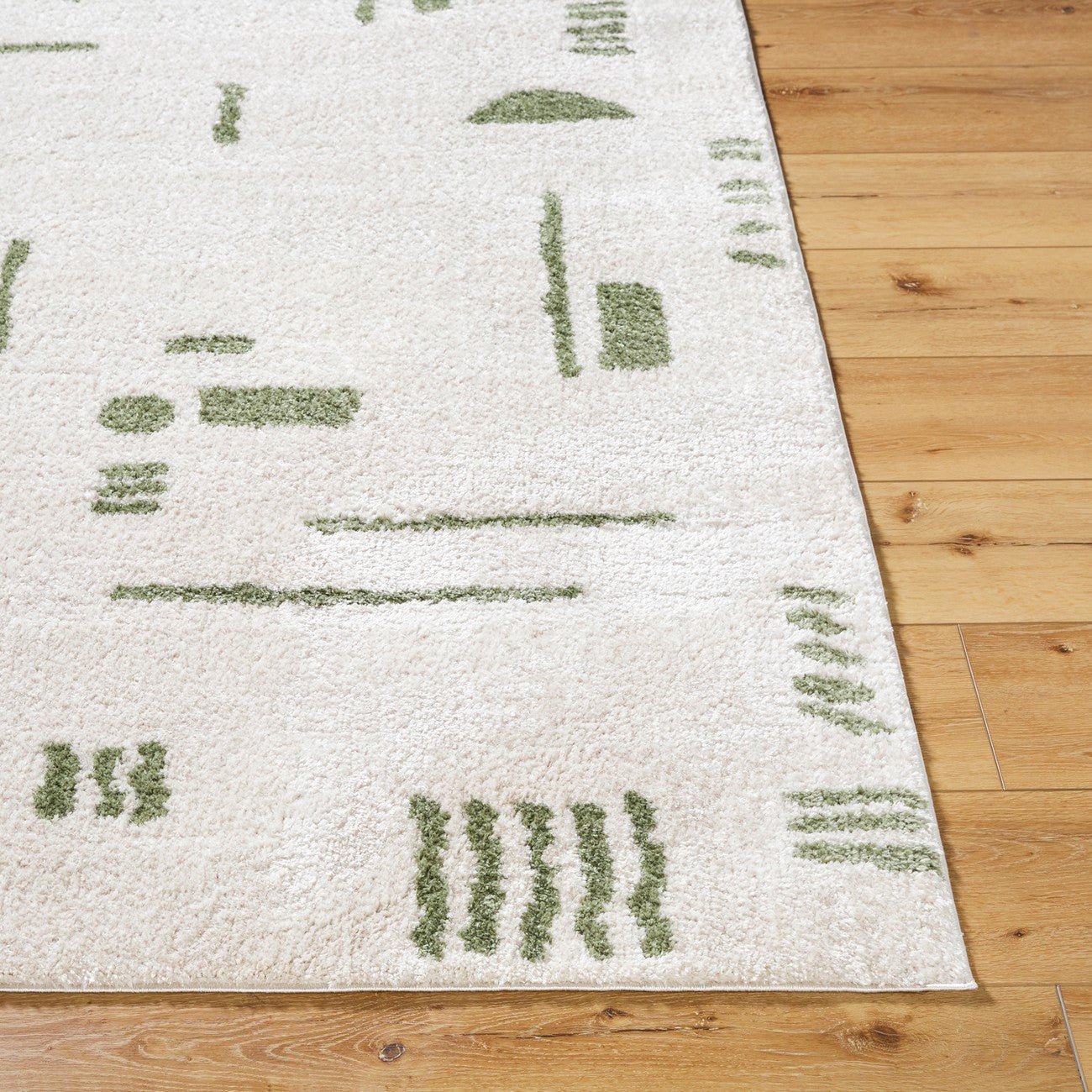 SOLINE Machine Washable Modern Shaggy Grass Green Area Rug Front