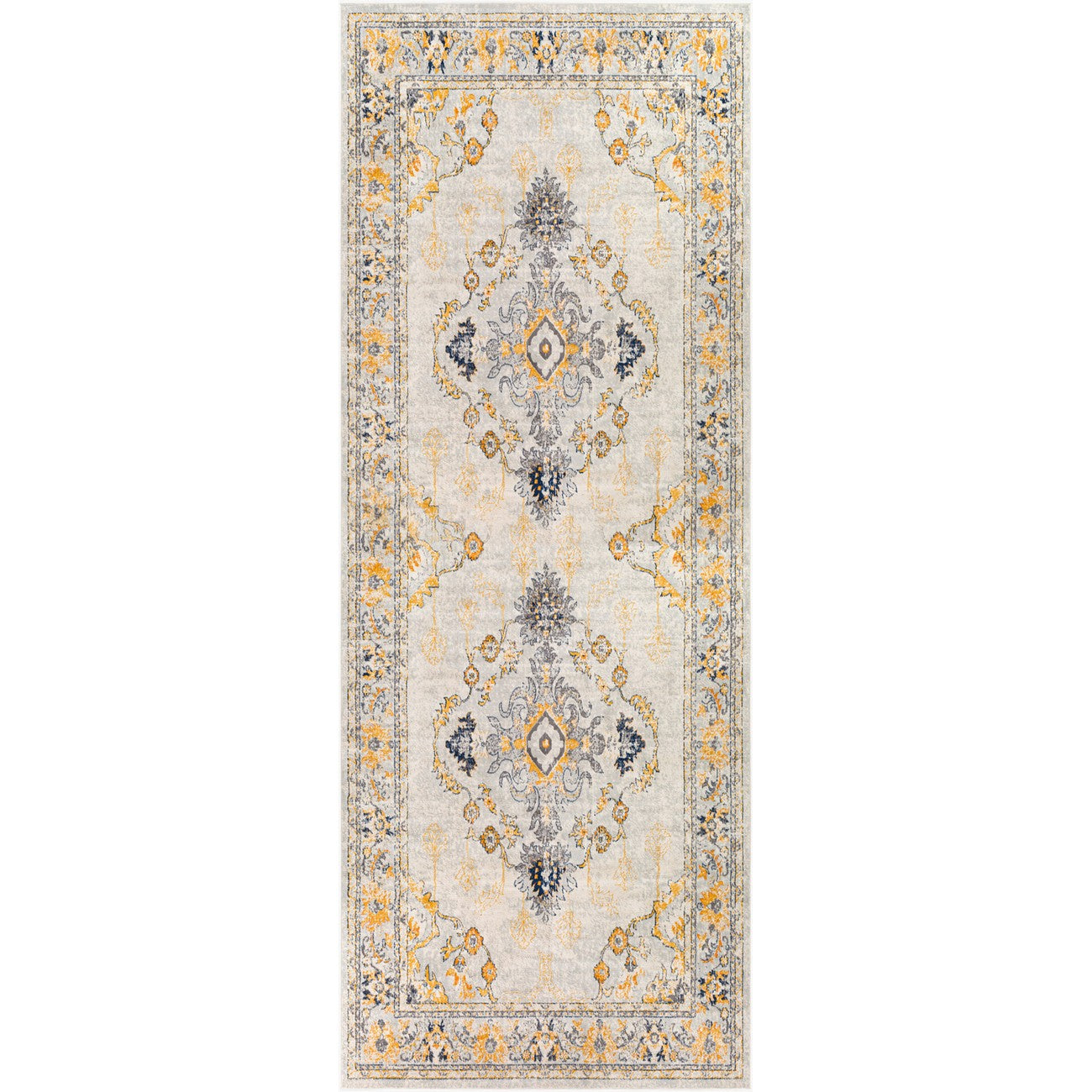 SONAM Vintage Traditional Oriental Boho Yellow Area Rug Flat