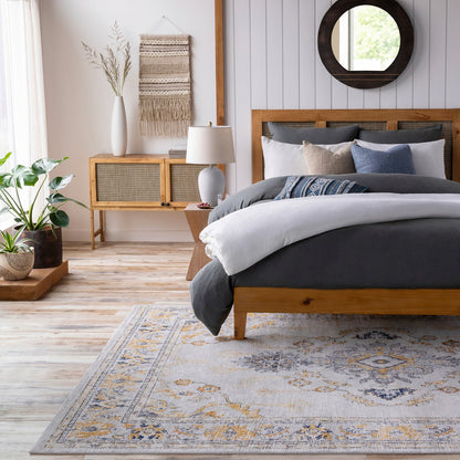 SONAM Vintage Traditional Oriental Boho Yellow Area Rug Roomscene