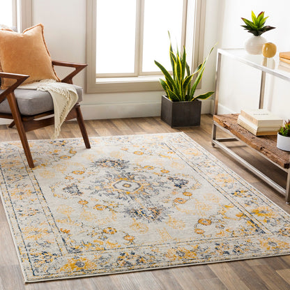 SONAM Vintage Traditional Oriental Boho Yellow Area Rug Roomscene