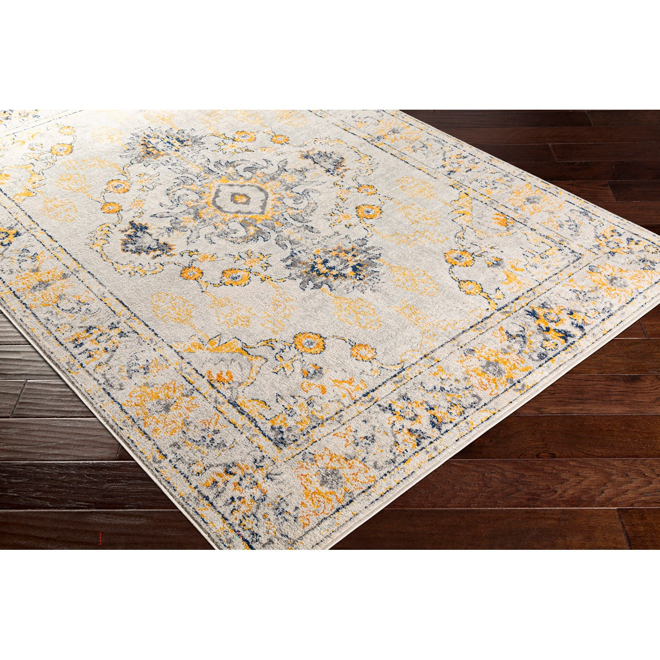 SONAM Vintage Traditional Oriental Boho Yellow Area Rug Corner