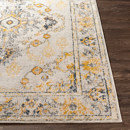 SONAM Vintage Traditional Oriental Boho Yellow Area Rug Front