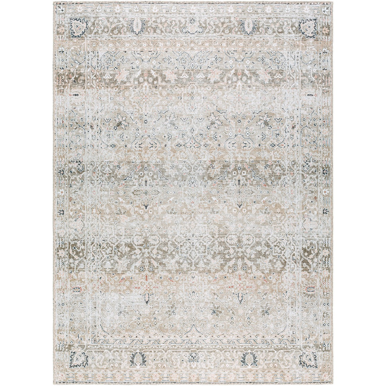 SONILA Our PNW Home x Livabliss Machine Washable Oriental Boho Brown Area Rug Flat