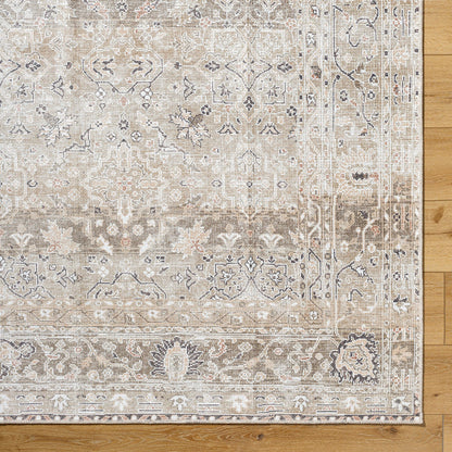 SONILA Our PNW Home x Livabliss Machine Washable Oriental Boho Brown Area Rug Overhead