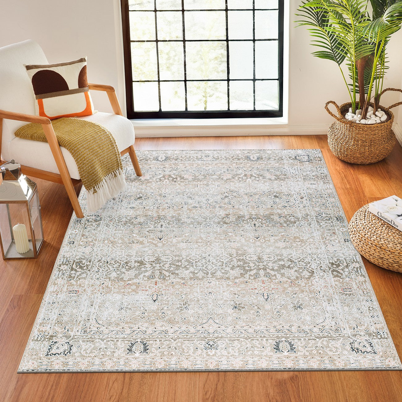 SONILA Our PNW Home x Livabliss Machine Washable Oriental Boho Brown Area Rug Roomscene