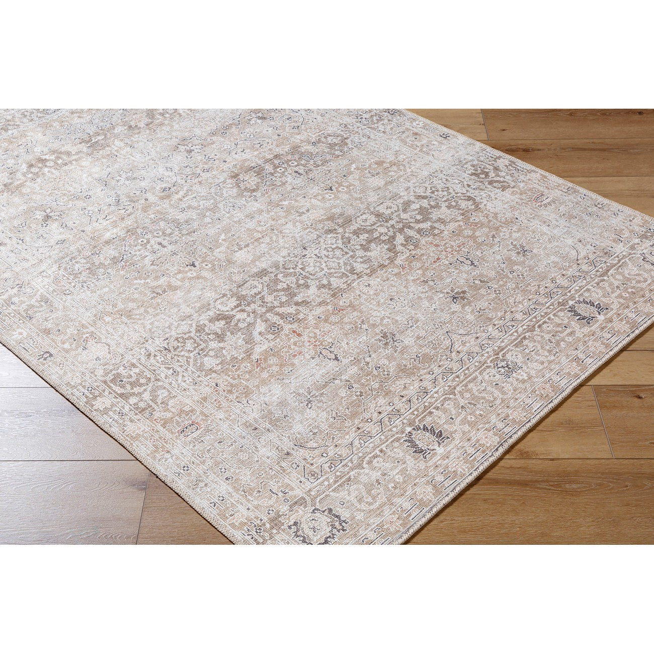 SONILA Our PNW Home x Livabliss Machine Washable Oriental Boho Brown Area Rug Corner