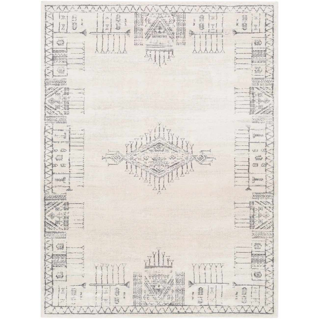 SOPHIE Vintage Oriental Boho Grey Area Rug Flat