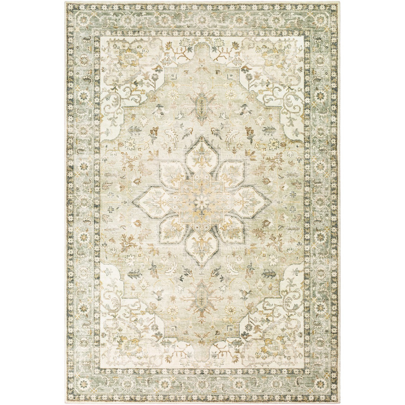 SORINA Vintage Oriental Boho Sky Blue Area Rug Flat