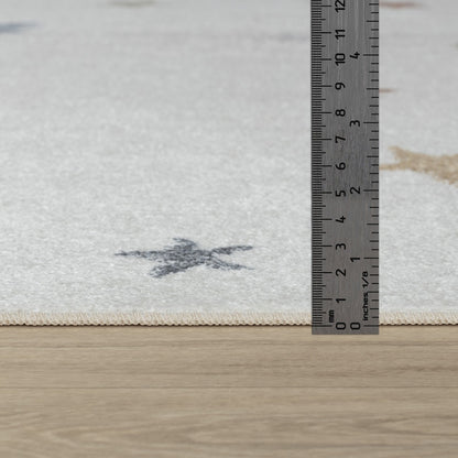 STELLA Machine Washable Multicolour/Beige Kids Room Rug Pile