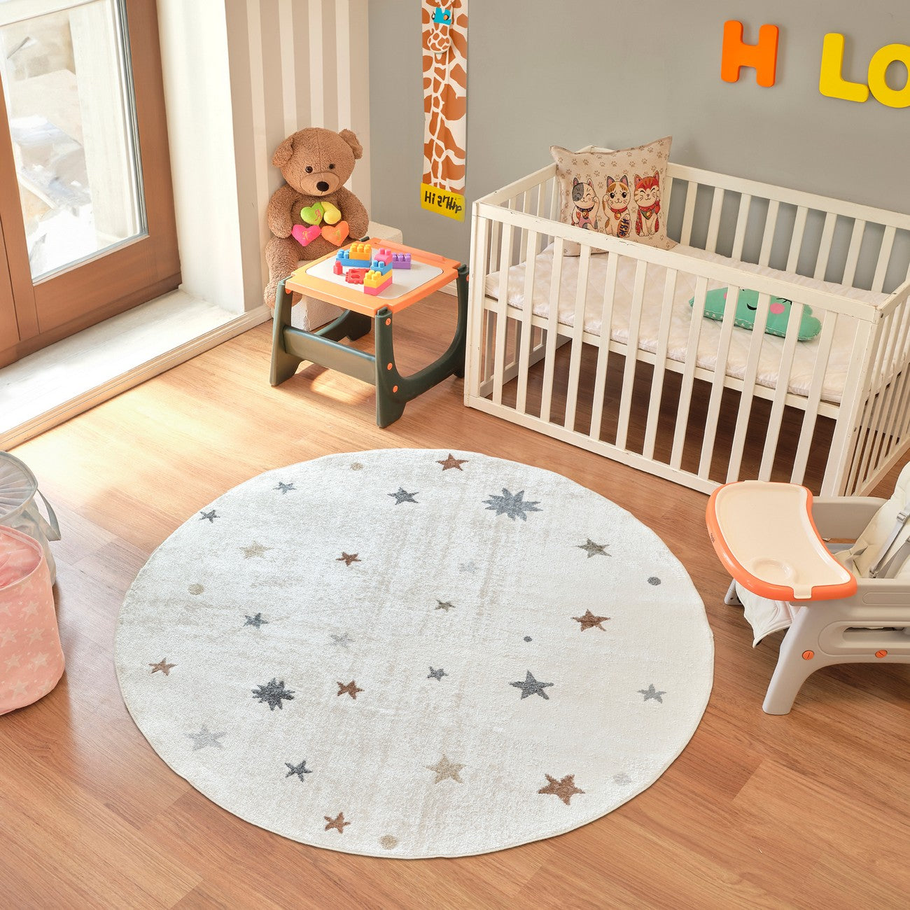 STELLA Machine Washable Multicolour/Beige Kids Room Rug Roomscene