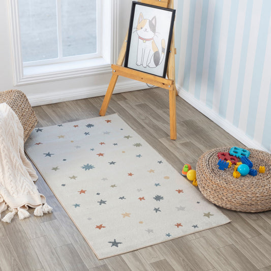STELLA Machine Washable Multicolour/Beige Kids Room Rug Roomscene