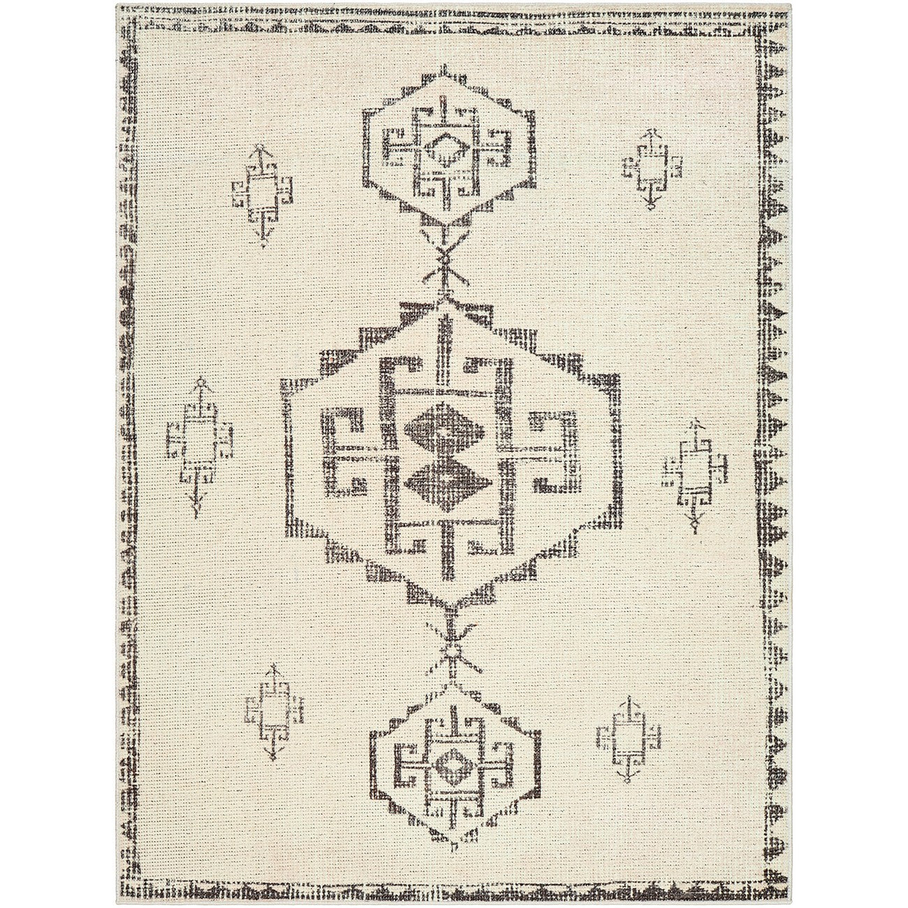 SUMAN Becki Owens x Livabliss Global Berber Ivory/Black Area Rug Flat