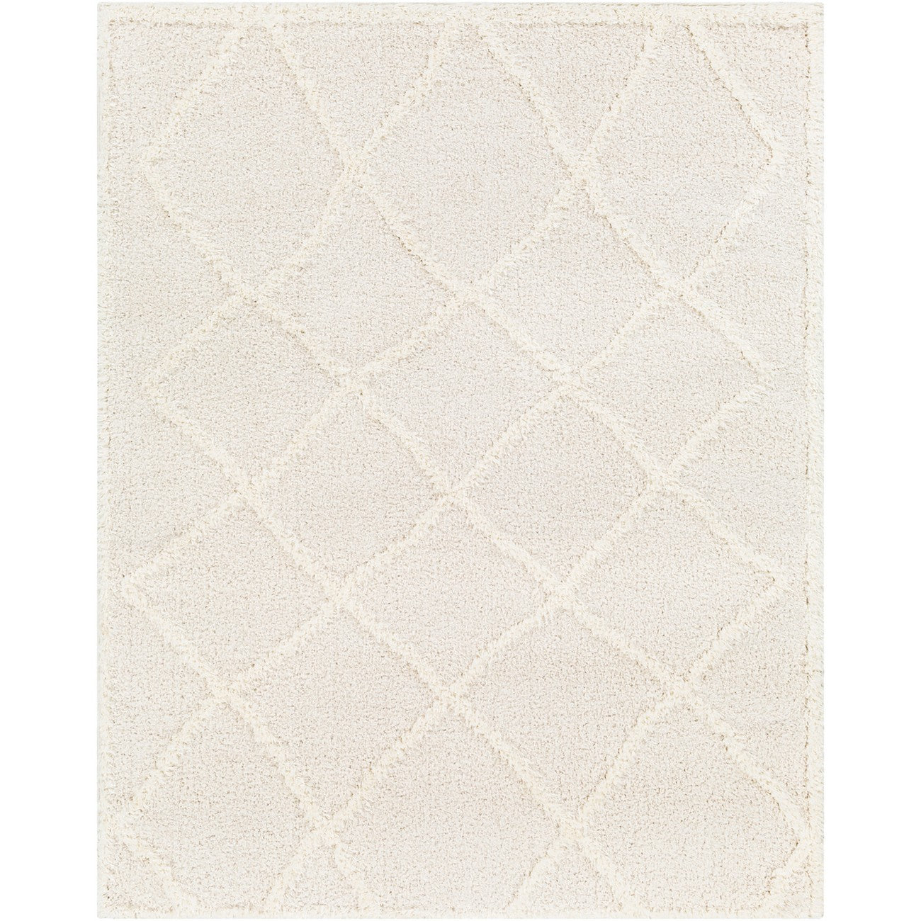 SUMAYA Shaggy Modern Plush Pile Cream Area Rug Flat