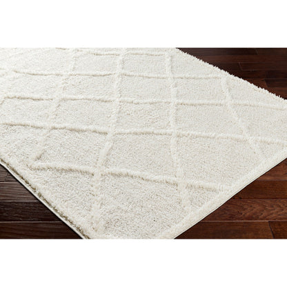 SUMAYA Shaggy Modern Plush Pile Cream Area Rug Corner