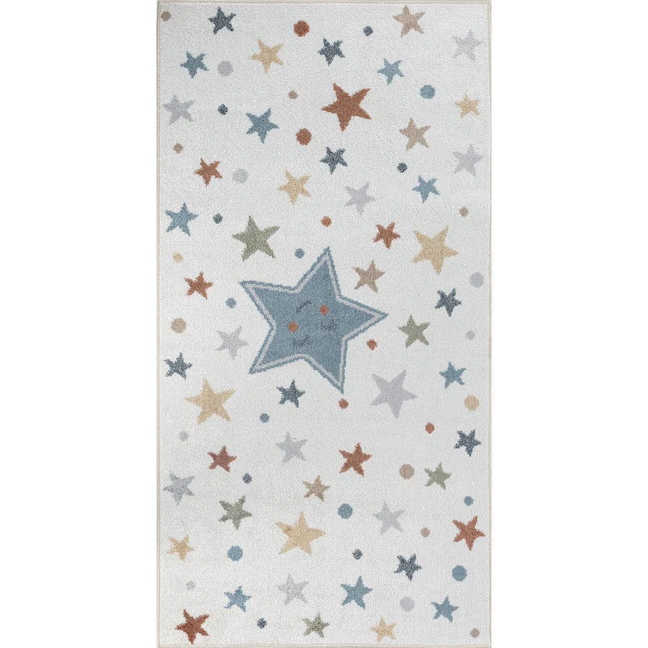 SUPERMAMA Machine Washable Multicolour/Blue Kids Room Rug Flat